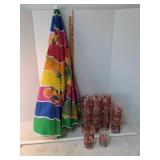 Patio Umbrella & plastic glasses