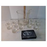 large ice bucket, ladle & tumblers