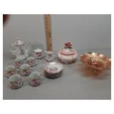 RS Prussia tea set, carnival glass  & Capodimonte