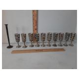 sterling silver overlay cordial glasses