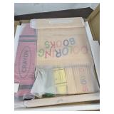 New, wooden kids coloring storage box