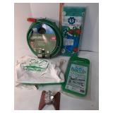50 ft garden hose, watering sprinkler,  plant