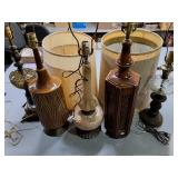 5 vtg table lamps & shades - NO shipping