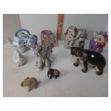 Elephants and other figurines and music box