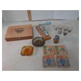 German shot glasses,  Reeds pecan Cracker & more