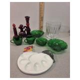Avon Cape Cod, Forest green, Rooster egg plate+