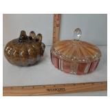 Glass pumpkin decor & vtg. Candy dish