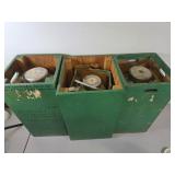 Sample containers in wooden crates