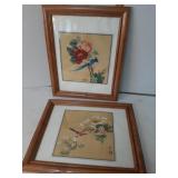 2- Framed Chinese paintings on linen or silk