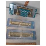 Brass toilet paper holder & hooks. new
