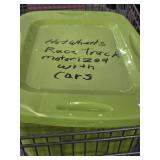 Hot Wheels race track with cars and tote