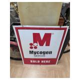 Mycogen double sided steel seed dealer sign