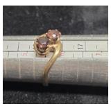 A&Z 10kt gold ring with pink stones, 5.5