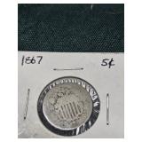 1867 shield Nickel "Stars and Bars"