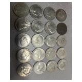 20 Kennedy half dollars