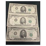3, Small face $5 Notes
