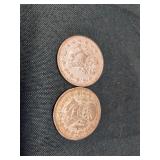 2 Silver mexican pesos