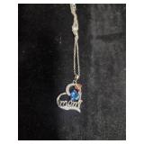 Sterling silver necklace and "Mom" pendant NIB