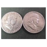 1952D and 1959 Silver Franklin half dollars