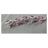 5 hands, sterling silver .925 marked rings with
