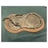 Brass cast, western art, by Rains 1974, ash tray