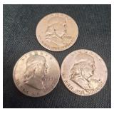 Franklin half dollar US coins - silver