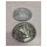 Hesston 1984 and 1989 buckes new in plastic!