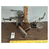 Small bench vise, small clamps w/ magnifying