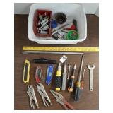 Locking pliers, utility knives,  air hose quick