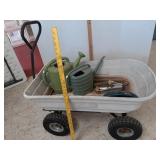 > Garden wagon and tools