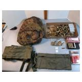 44 & 38 brass, clip belts and back pack.