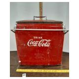 Vtg metal red Drink Coca-Cola cooler.  Mid