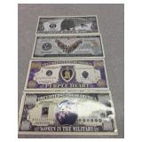 4 millitary novelty notes