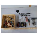 Assorted Screwdrivers & 3/8"-1/4" Sockets with