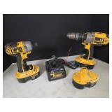 DeWalt drill & driver 18v batteries charged &