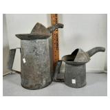 Vtg galvanized metal oil cans