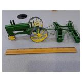 John Deere Style Metal Tractor & Disk