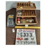 Tackle box, hocks & weights & .22 cleaning kit