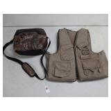 Fishing life vest & Coleman camo cooler