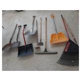 >Yard tools : rake, snow Shovels,  hoe& more