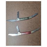 2 pocket knives/ knife brass & Pakka wood stripe