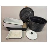 Enamel pans and pot