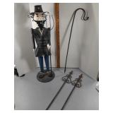 Metal yard folk art & shepherds hook