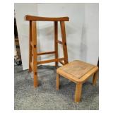 > 2 wood Stools 29" and 9" tall