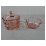 Depression Glass Pink- Jar with Lid- Octagonal &