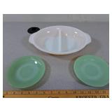 Fire-King- Peach Luster Divided Dish, Janeite