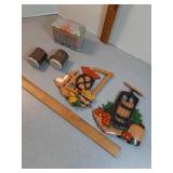 Homco metal wall plaques & small mugs & tin