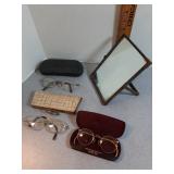 Nasco silver-plated mirror & eyeglasses and cases