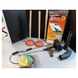 Pipe augers,  plungers Shop vac bags