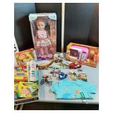 Toys: doll, markers & more